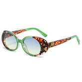 (6 PACK) Wholesale Sunglasses New Arrival Small Oval Fashion Round 2024 - BulkSunglassesWholesale.com - Green Frame Blue Yellow Lens